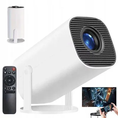 Obrázok produktu pre Inteligentný projektor s 5G WiFi, 2+16 GB RAM, 200 ANSI, 1080p, Android 12.0, Bluetooth 5.0, nastaviteľný v uhle 180°, automatická korekcia skosenia, biela farba, dva reproduktory, veľký obraz s uhlopriečkou 30–200 palcov