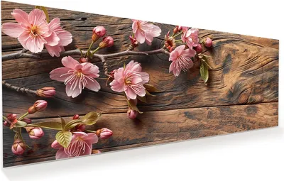 Produktbild von Glasbild 125x50cm in XXL für Wohnzimmer, Schlafzimmer Motiv Holzblüten