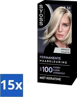 Produktbild von SYOSS – Coloration 9-53 Silver Blush – Haarfärbemittel – Grauabdeckung – Reduziert Haarbruch - Vorteilspack - 15 Stücke