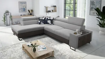 Produktbild von Kaiser Möbel Modernes Luxus-Ecksofa mit Schlaffunktion MELODY VII Tauro/Freya Graphit/Grau Links
