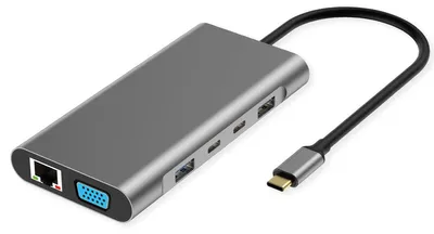 Obrázek produktu pro VALUE, dokovací stanice USB-C, 2x 4K HDMI, DisplayPort, VGA, gigabitový Ethernet, 2x USB-C, 2x USB-A, podpora Power Delivery (PD)