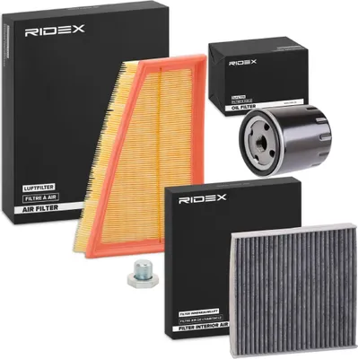 Produktbild von RIDEX Filterset Inspektionspaket Filtersatz für CITROËN Berlingo / Berlingo First (MF, GJK, GFK) passend für PEUGEOT PARTNER Combispace (5F)