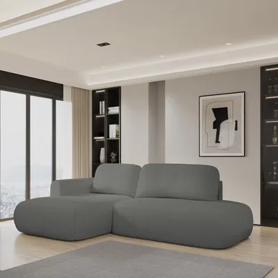 Produktbild von Masseno Ecksofa NUVIRA L-S mit Schlaffunktion L-Form, Sofa mit Bettkasten, Wohnzimmersofa, Couch, Soffa, Bettsofa, Couchgarnitur- Grau, QUELLE 92