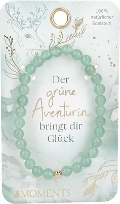 Produktbild von Moments Premium Aventurin Armband, 100% Natürlicher Edelstein, der grüne Aventurin bringt dir Glück - Schmuck