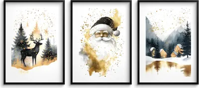 Produktbild von Poster fürs Wohnzimmer Weihnachtsmann Winterlandschaft Weihnachtsdeko 3x30x40