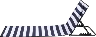 Immagine prodotto di Aopunly Tappetino da spiaggia con cinghia di trasporto con poggiatesta Poggiaschiena regolabile 600D Poliestere Blu e bianco 1 pezzo 158cm x 55cm