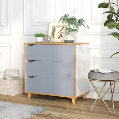 Immagine prodotto di Cassettiera COSTWAY con 3 cassetti, moderna cassettiera con ampio spazio di archiviazione, maniglia integrata e protezione antiribaltamento, mobile contenitore per camera da letto, corridoio, ingresso e guardaroba