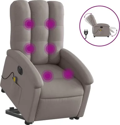 Produktbild von vidaXL Elektrischer Massagesessel mit Aufstehhilfe Taupe Stoff