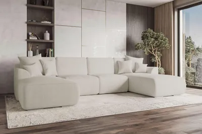 Produktbild von 99rooms Gusto Wohnlandschaft Cordstoff POSO Greige mit Schlaffunktion