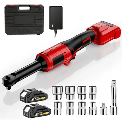 Obrázok produktu pre Akumulátorový ráčový kľúč – uhlová skrutkovačka – 18 V – 100 Nm – bezuhlíkový motor – 9,5 mm (3/8 palca) – 0–350 otáčok/min – 2 batérie