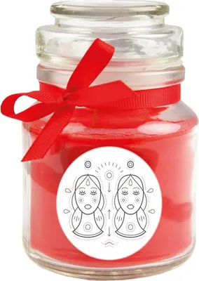 Obrázok produktu pre HS Candle "Zverokruh" vonná sviečka ruža v nádobe na cukríky ( Blíženci ) - na výber z mnohých motívov, 120 g - doba horenia až 30 hodín - Blíženci
