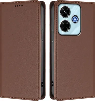 Immagine prodotto di Custodia in pelle per Xiaomi Redmi 13 4G, custodia flip magnetica in Finto cuoio con supporto Marrone