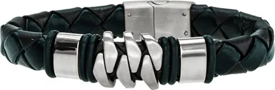 Produktbild von Karisma Männer Schwarzes und Braunes Lederarmband Edelstahlelemente Farbwahl Länge 21cm - Roségold