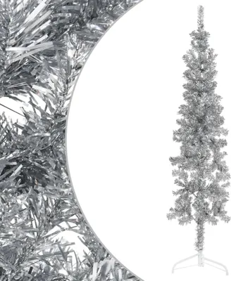 Produktbild von The Living Store Künstlicher Halb-Weihnachtsbaum Ständer Schlank Silbern 120 cm