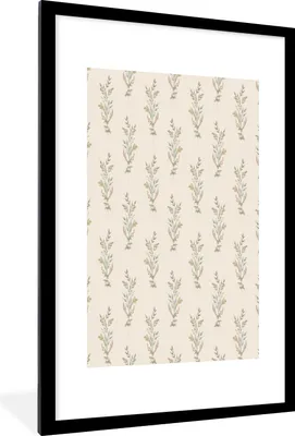 Produktbild von MuchoWow® MuchoWow® Gerahmtes Poster Blätter - Vintage - Pastell 60x90 cm - Poster mit zchwarzem Bilderrahmen - Dekoration - Wandposter Wohnzimmer - Hochwertig