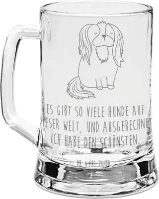 Produktbild von Mr. & Mrs. Panda Krug Hund Cavalier King Charles Spaniel - Transparent - Geschenk, Humpen, Cockerspaniel, Sprüche, Glaskrug, Wauwau, Bester, Bierkrug Mit Gravur, Seidel