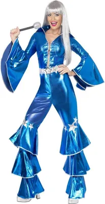 Image de Smiffys - Costume "70s Dancing Dream" Jumpsuit - Femme SM2868 (M) (Bleu/argent)