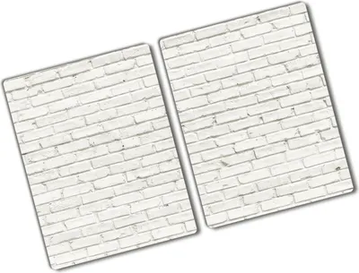 Produktbild von Tulup Glas Herdabdeckplatte - 2x40x52 cm - Glaskeramikkochfeld-Abdeckung Spritzschutz Glasabdeckplatte Kochplattenabdeckung und Schneidebrett - Zweiteilig - Kunst: modern & klassisch - Backsteinmauer - Weiß