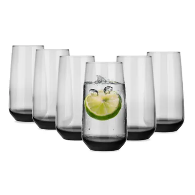 Zdjęcie produktu dla 6 czarnych szklanek do long drinków w kolorze dymu Szklanki do long drinków o pojemności 430 ml Szklanki do koktajli Szklanki do soków