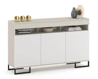 Produktbild von Große Kommode Fernsehschrank LUNA 3D Kaschmir/Weiß Matt 120cm