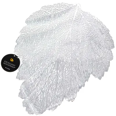 Produktbild von Tischsets, Platzset, Platzdeckchen, Platzmatte, Rund Blatt Form, 35X46 Cm Silber