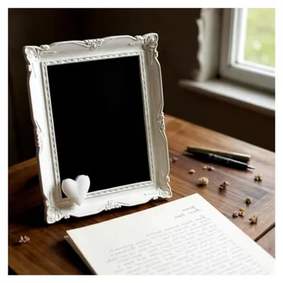 Produktbild von Vintage Kreidetafel aus Holz - 2-teiliges Set - Memoboard - Wandtafel - Antik-weiß - Shabby Chic - 35 x 28 x 3 cm