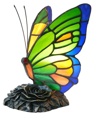 Imagen del producto de Lámpara de noche de estilo Tiffany hecha a mano con diseño de mariposa