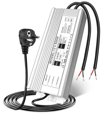 LED-Transformator 12V 500W IP67 wasserdicht mit Stecker