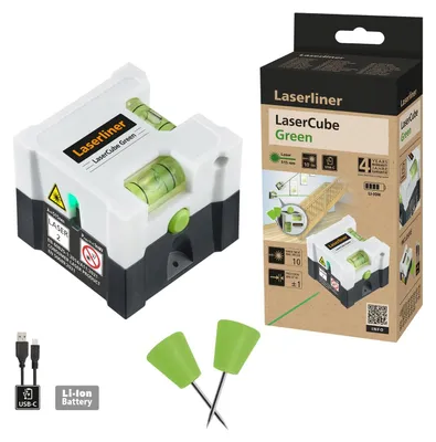 Produktbild von Laserliner LaserCube, 10 m, 1 mm/m, 635 Nm (< 1 mW), Bezugspegel, Schwarz, Weiß, 4 h