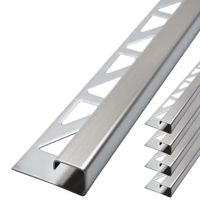 Produktbild von Dalsys 5x Fliesenschiene Eckprofil 2,5m x 10mm Edelstahl gebürstet - Quadratprofil Fliesenabschlussprofil Fliesenprofil Abschlussleiste