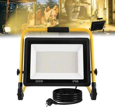 Obrázek produktu pro ACXIN LED stavební reflektor, LED pracovní světlo pro vnitřní dekoraci, staveniště, dílnu, zahradu nebo garáž, IP66 vodotěsný, teplá bílá, 200W