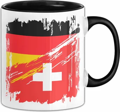 Produktbild von Schweiz Deutschland Flagge Halb Deutscher Halb Schweizer Fußball Germany 2024 Europa Swiss (Schwarz)