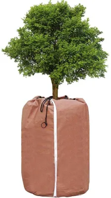 Image de Protection hivernale pour plantes, film de protection thermique pour plantes avec fermeture à glissière et cordon de serrage, 50 x 80 cm.