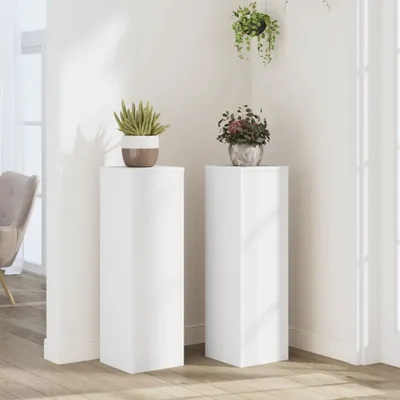 Produktbild von vidaXL Stojan na rastliny 2 ks Biely 25x25x80 cm Materiál na báze dreva