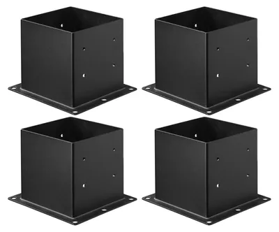 Obrázek produktu pro VEVOR šroubovací objímka, 4 kusy, podpěra sloupku, vnitřní rozměry 92x92 mm pro sloupky 88,9x88,9 mm, robustní broušená objímka z uhlíkové oceli, ideální pro zábradlí terasových pavilonů, základová deska podpěrné paluby, černá barva