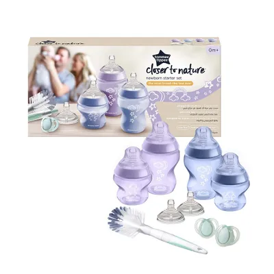 Image de Tommee Tippee Closer To Nature Newborn Starter Kit biberon avec tétine 0m+, 150ml x2 + Biberon avec tétine 0m+ 260ml x2 + Brosse à biberon + Tétine 0-6m x2 + Tétine 3m+ x2