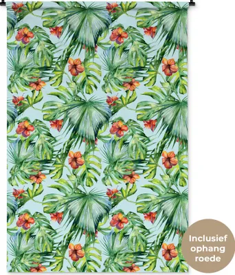 Produktbild von MuchoWow® Wandteppich Wandbehang Blumen - Muster - Monstera 120x180 cm Tapisserie Dekoration Wandtuch - Schlafzimmer - Dekorationen für das Haus
