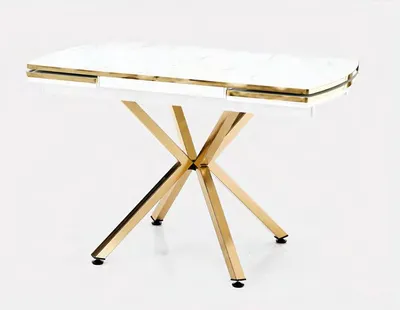 Immagine prodotto di Tavolo da pranzo allungabile Marmo bianco Gambe del tavolo Golden X Acciaio inox