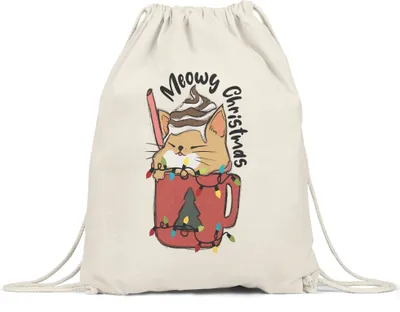 Produktbild von Meowy Christmas Turnbeutel Gymsack  Cat Katze Katzenliebhaber Weihnachten Frohes Weihnachtsfest Heilig Abend Advent