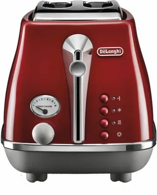 Produktbild von De’Longhi Icona Capitals, 2 Scheibe(n), Rot, Edelstahl, Tasten, Niveau, Drehregler, 900 W, 220 - 240 V