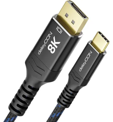 Produktbild von deleyCON 1,5m USB-C auf DisplayPort Kabel 8K@60Hz 4K@120Hz