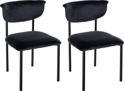 Produktbild von CLP 2er Set Esszimmerstuhl Gambell Samt, Küchenstuhl bis 130 kg belastbar, schwarz