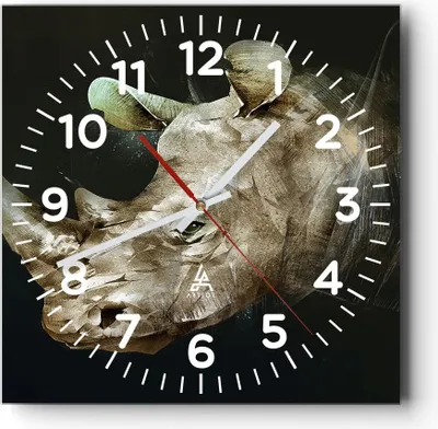 Produktbild von Wanduhr - Quadrat - Glasuhr - Tier Abstraktion - 40x40cm - Schleichendes Uhrwerk - Lautlos - zum Aufhängen bereit - Dekoration Modern - Wanddekoration aus Glas - C4AC40x40-3969