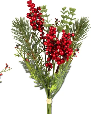 Produktbild von künstlicher Strauß Tischdeko Beeren mit Tanne WINTER H. 30cm Formano W25