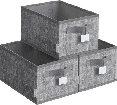 Produktbild von Famanu Aufbewahrungsboxen Set aus 3 Faltboxen - 30 x 20 x 15 cm, für Kleidung und Accessoires, mit Griffen und Etiketten
