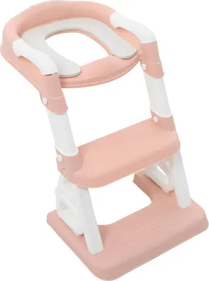 Produktbild von Toilettenleiter für Kinder - 2-in-1 Töpfchentrainer mit Stufen - Für 1–7 Jahre - Weiches PolyurethanSitzpolster - Rutschfest - Belastbar bis 100 kg - Rosa
