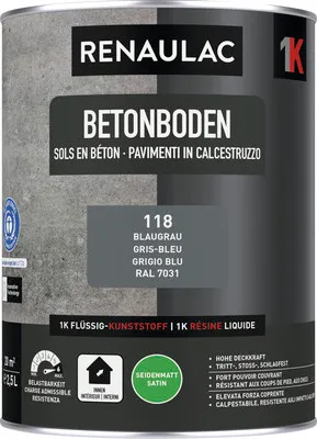 Produktbild von RENAULAC Betonbodenfarbe seidenmatt blaugrau 2.5 l