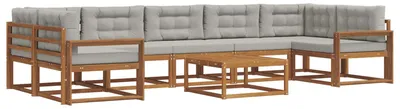 Produktbild von vidaXL Outdoor-Sofagarnitur mit Kissen 8 pcs Natürlich und Hellgrau
