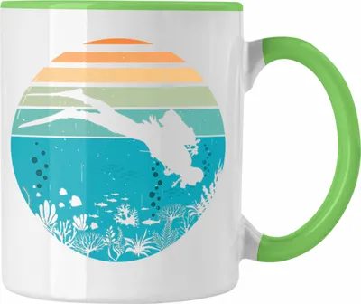 Produktbild von Trendation - Taucher Grafik Tasse Geschenk für Tauchlehrer Geschenkidee Lustig Tauchen Tauchsport Wasser (Grün)