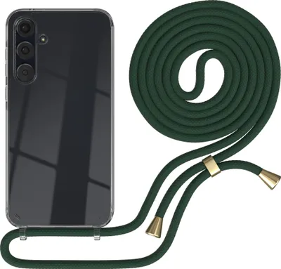 Produktbild von EAZY CASE Handykette kompatibel mit Samsung Galaxy A35, Handyhülle mit Umhängeband, Handykordel, Schutzhülle Clear, Band in Grün